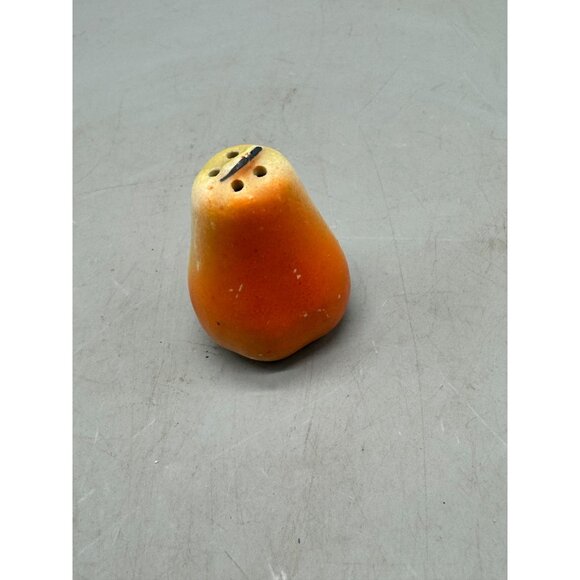 Vintage Pear-Shaped Ceramic Salt Pepper Shakers Hand Painted Yellow Orange READ - Picture 6 of 8